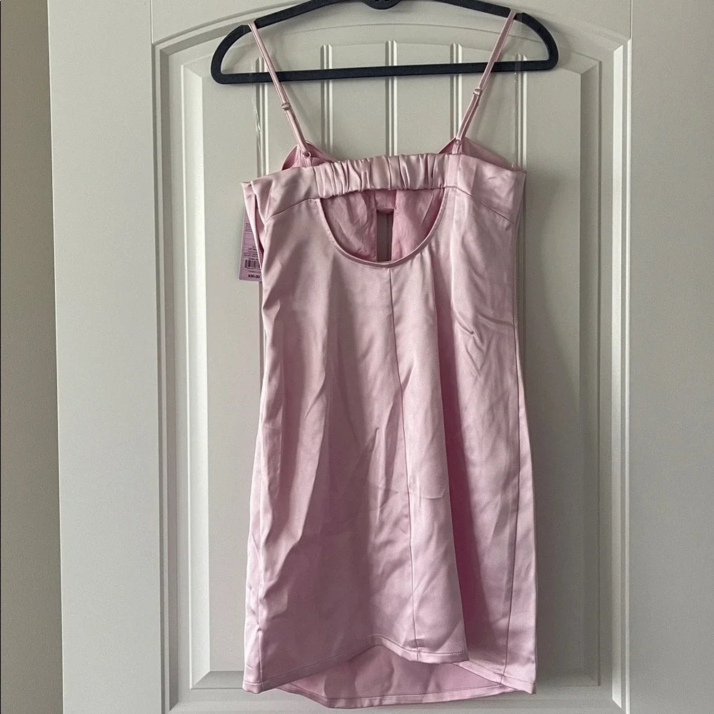 Wild Fable Pink Satin Slip Dress with Front Bow Small NWT‎